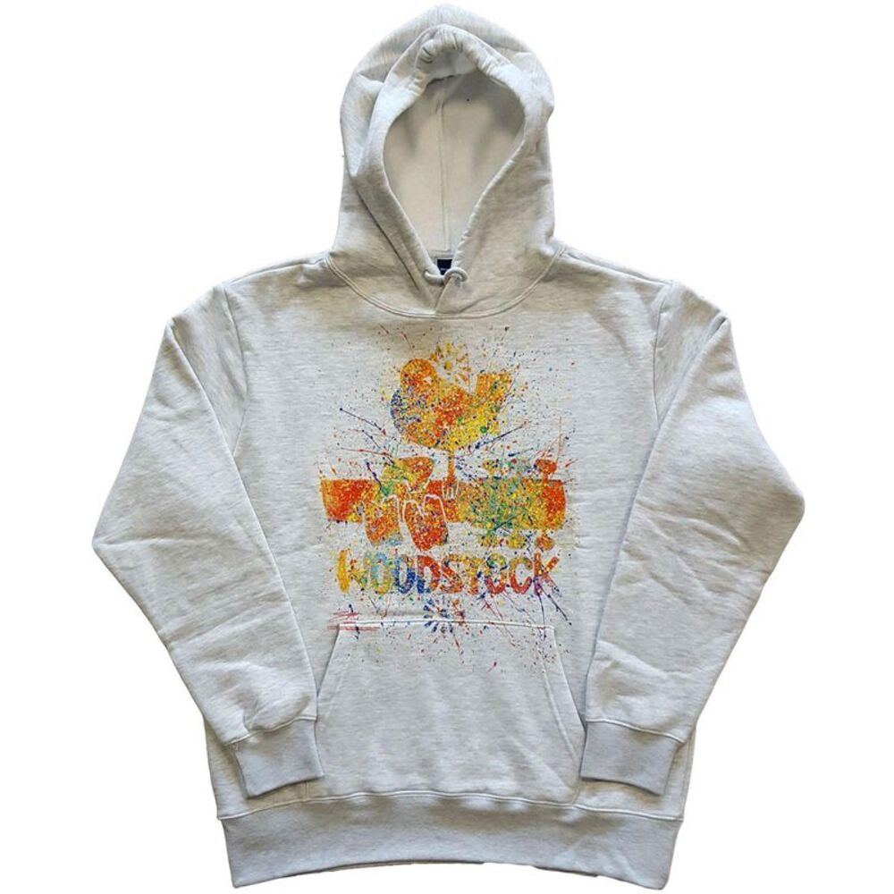 Woodstock Unisex Adult Splattered Hoodie / Off White
